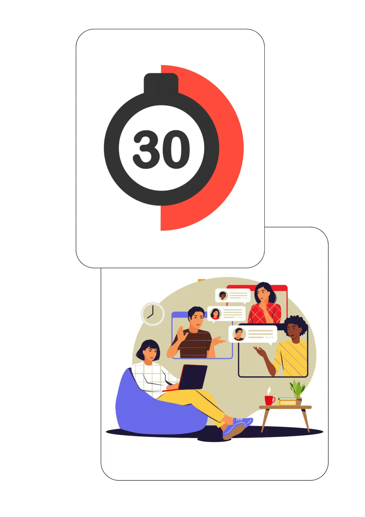 Keskusteluja jopa 30–60 minuutissa